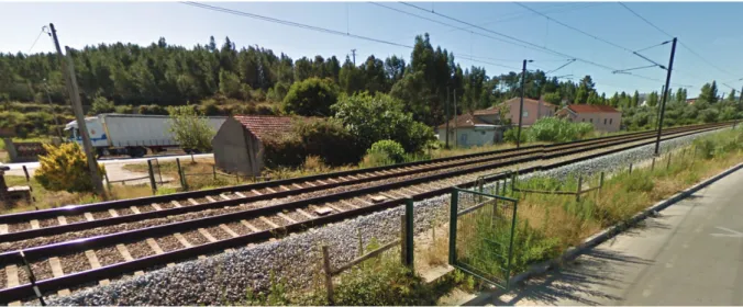 Fig. 4. The unofficial midway railway pedestrian crossing onto the high-traffic IC2 road (Google Street View imagery at coordinates 39.925798,- 39.925798,-8.629495)