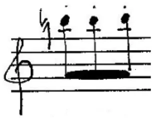 Fig. 18.    Compasso 12 de Chronos V. Motivo de três notas B repetidas tocadas na  região aguda da marimba