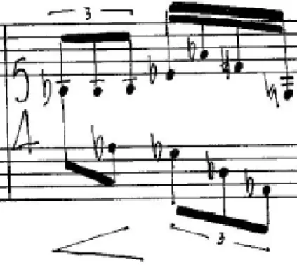 Fig. 26.   Compasso  26  de  Chronos  V.  Diferentemente  do  exemplo  anterior,  iniciamos  o  compasso  com  a  mão  direita  introduzindo,  em  seguida,  a  voz  inferior  com a mão esquerda
