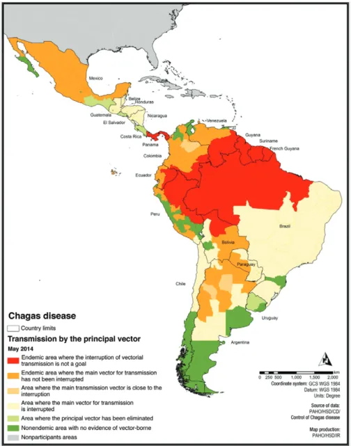 Fig. 2: status control vector transmission in the Americas. Source: Pan American Health Organization (paho.org/hq/index.php?option=com_t opics&amp;view=article&amp;id=10&amp;Itemid=40743).
