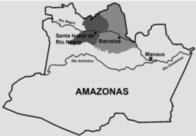 Fig. 4: location of municipalities of Barcelos and Santa Isabel do  Rio Negro, Amazon.