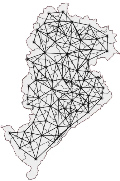 Figure 2.2: Example of the model as a graph for the administrative regions of Belo Horizonte