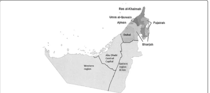 Fig. 1 Geographical regions of the Abu Dhabi emirate (Adapted from Koornneef et al. BMC Health Serv Res