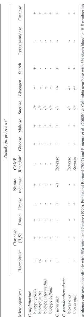 TABLE I Phenotypic tests used for differentiation ofpotentially toxigenic Corynebacterium diphtheriae, Corynebacterium ulcerans and Corynebacterium pseudotuberculosis Microorganisms