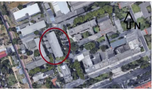 Figura 17. Imagem satélite do edifício com indicação do Norte, retirada do Google Maps 