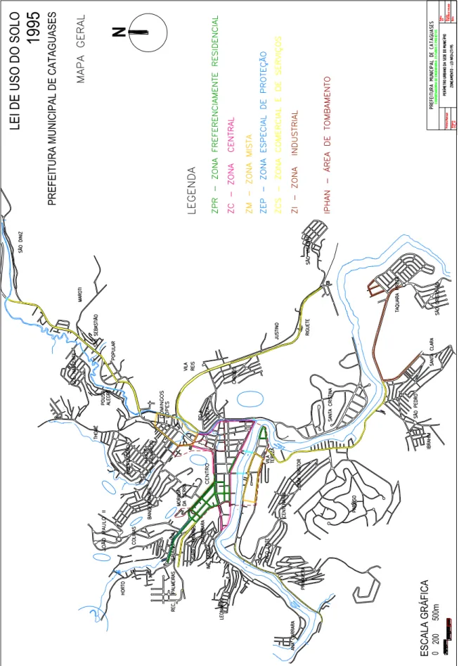 FIGURA 11  – Mapa do Zoneamento da Lei de Uso do Solo, 1995.   Fonte: CATAGUASES, 1995