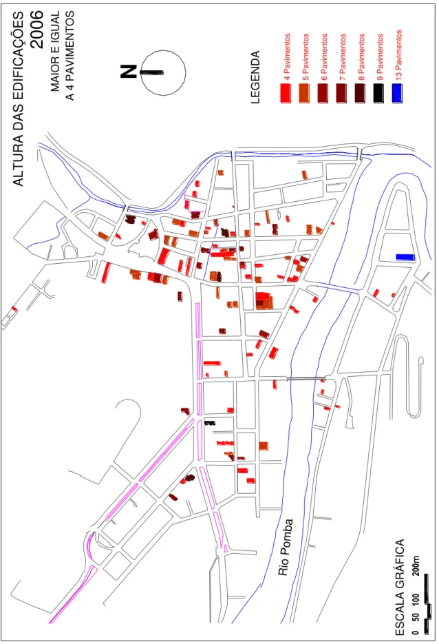 FIGURA 17  – Mapa de altura de edificações maiores que 4 pavimentos, 2006.  