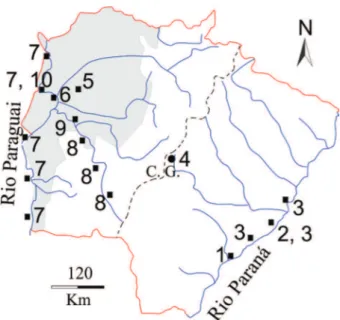 Fig. 1. Distribuição das localidades de amostragens dos estudos utilizados  nesta síntese