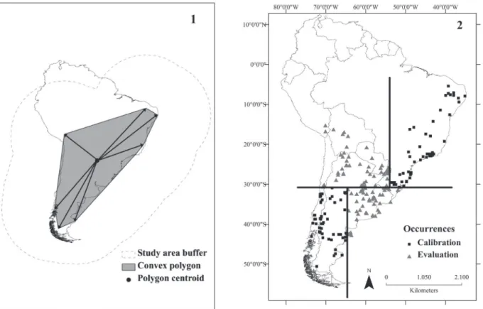 Fig. 3). Visualizations in environmental space showed  broad use of precipitation and temperature combinations  by the species, ranging 1.9-27.4 °C of temperature and  83-3883 mm of precipitation (Fig