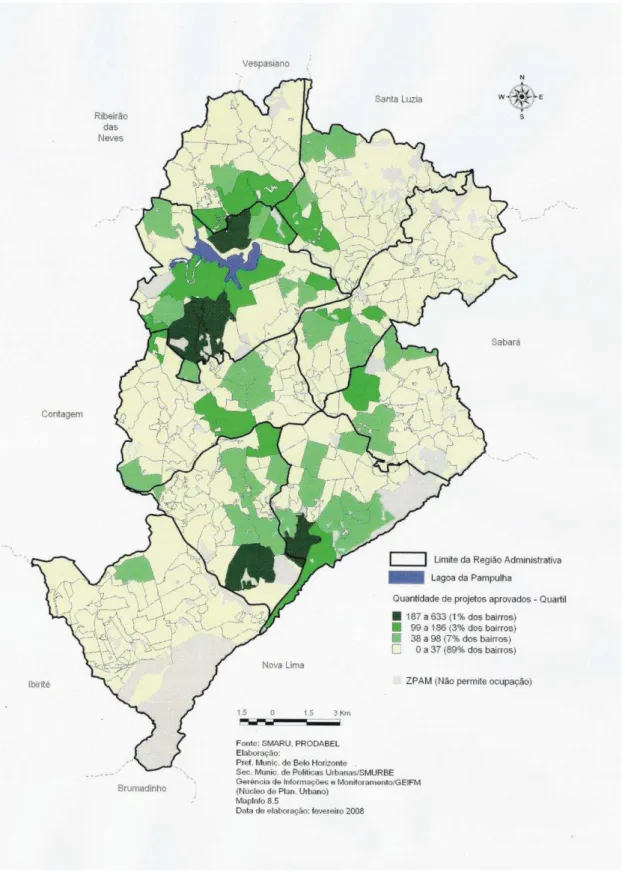 FIGURA 1  ± Projetos aprovados pela Prefeitura de Belo Horizonte (aprovação inicial 1997 a  2007) 