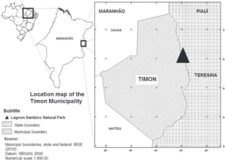 Figure 1. Geographical location of Parque Natural Municipal Lagoa do Sambico, Timon municipality, Maranhão State, Brazil.