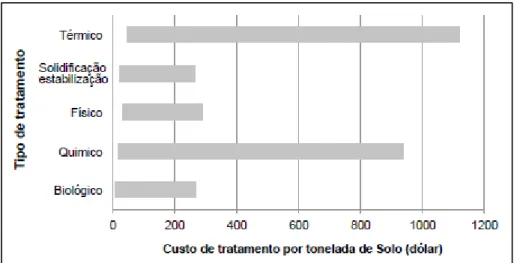 Figura 19 - Comparação entre os custos do tratamento de solos empregando diferentes técnicas de  tratamento 
