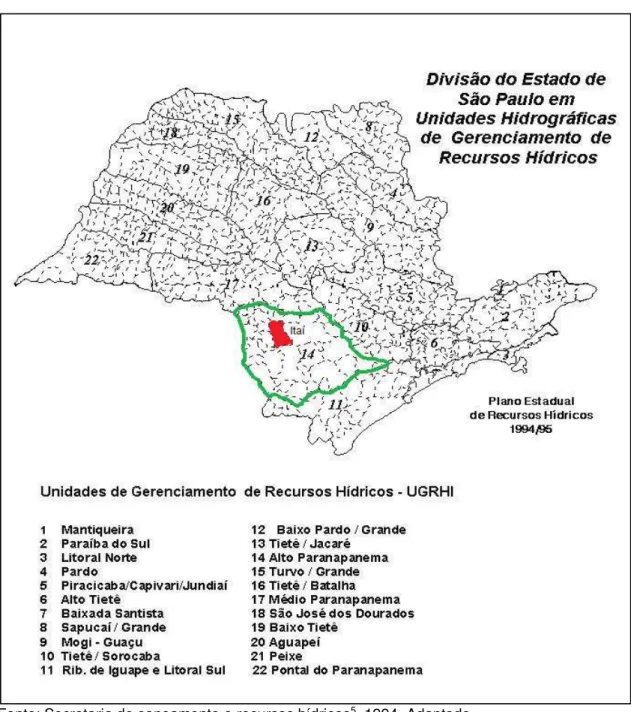 Figura 24 - Unidades hidrográficas de gerenciamento de recursos hídricos do Estado de São Paulo 