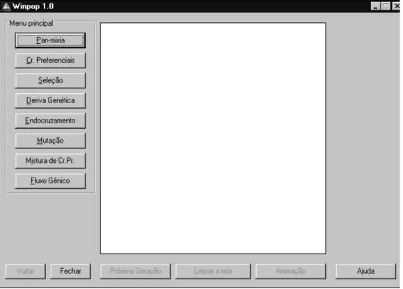 Figure 1 - Main graphic interface of the program, showing the plot area and all simulation and representation options.