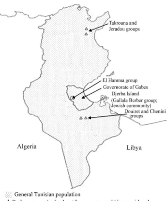 Figure 1 - Tunisian groups which remained rather isolated and maintained a relatively high endogamy