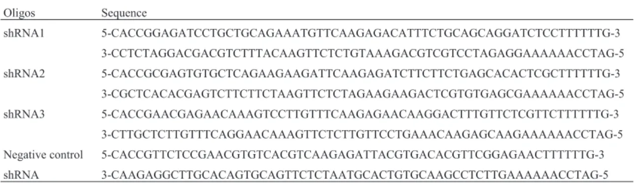 Table 1 - Oligonucelotides used in producing shRNA against goat BLG mRNA.