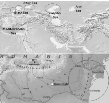 Figure 1 - Sampling region for Romania and the provenance of samples obtained from GenBank.
