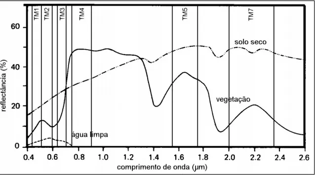 Figura 4: Assinatura espectral de alvos terrestres. (FONTE: LILLESAN, 1987) 