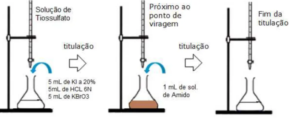 Figura 8. Esquema da padronização da solução de tiossulfato de sódio (MAGNANI  et al., 2011).
