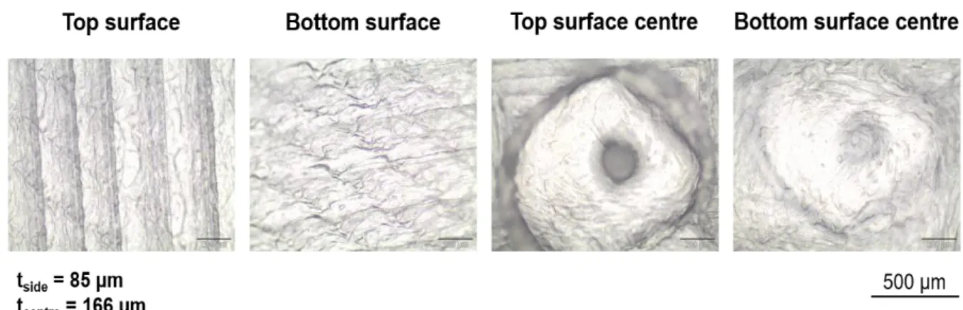 Figure 9. Morphological characterization of one layer printed film without ironing (OLF)