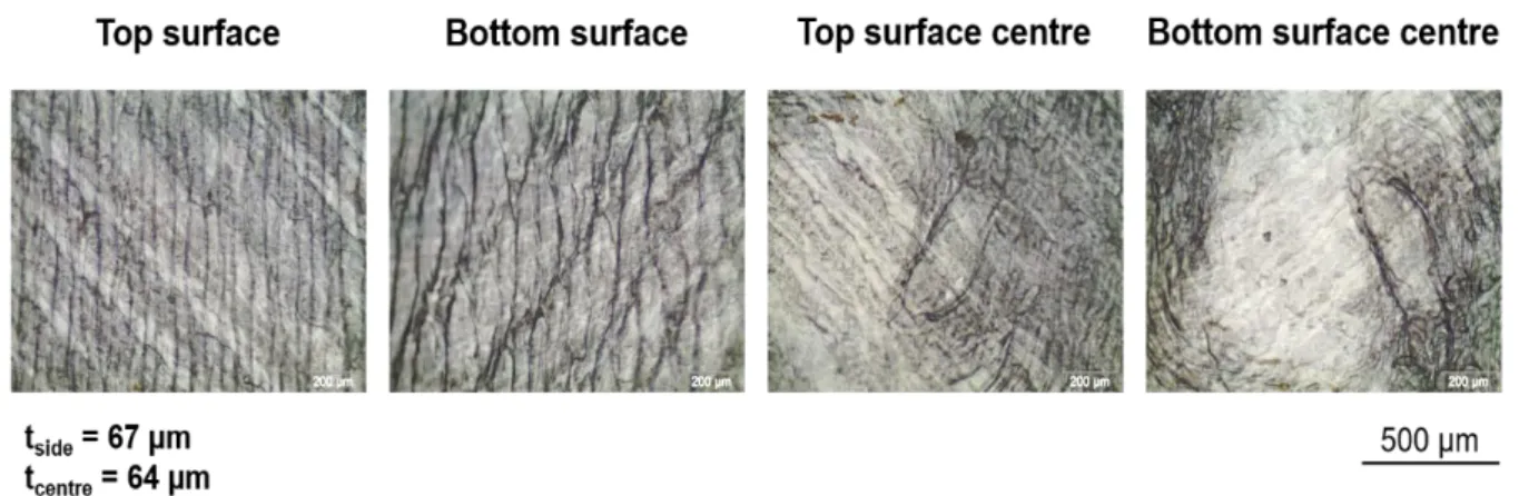 Figure 11. Morphological characterization of one layer printed film with ironing (OLFI)