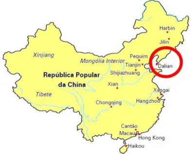 Ilustração 7 – Mapa da China que mostra a localização de Dalian. 35