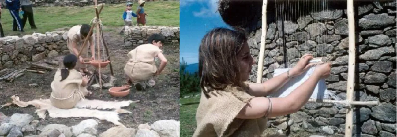 Fig.  4.  and  5.  Live  historical  reenactment,  showing  domestic  life  of  Castreja  Culture  inhabitants of Cossourado 