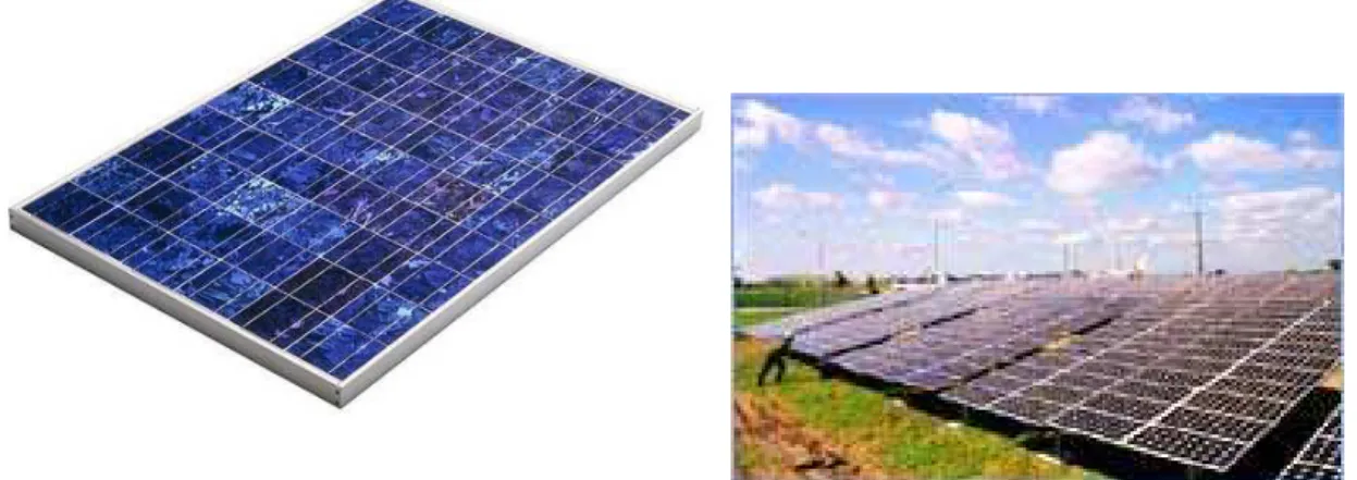 FIG. 2.14 – Painel fotovoltaico com células de Silício   multicristalino e monocristalino, respectivamente 