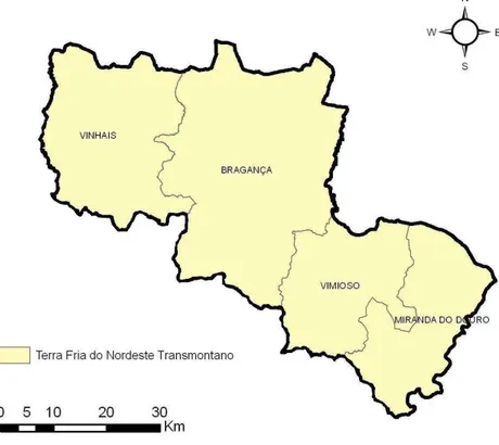 Figura 3: Os quatro Municípios da Terra Fria do Nordeste Transmontano 