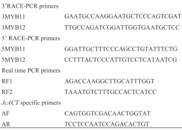 Table 1 - Primer sequences (Nucleotide sequences from 5’to 3’).