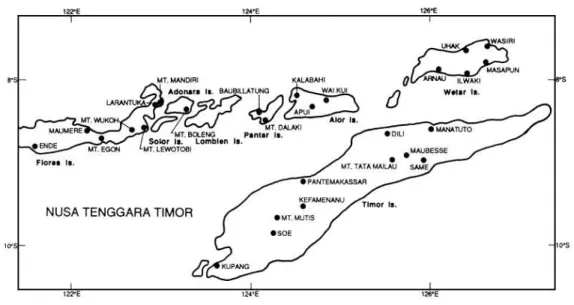 Figura  3:  Ilhas  do Arquipélago da Indonésia onde o E. urophylla ocorre naturalmente (FAO,  1991)