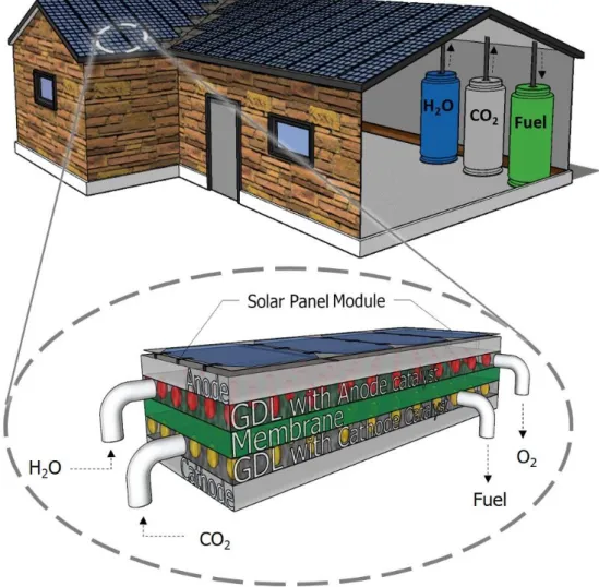 Figure 1.2 – Representation of a possible implementation of the integrated PV-EC system (i.e