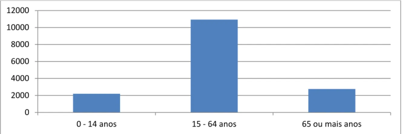 Gráfico 5 – Número de habitantes do concelho por grupo etário  Fonte: Elaboração própria 