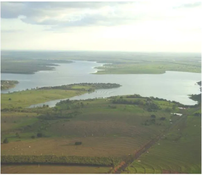 Figura 3: Imagem aérea com localização da piscicultura A3 em Santa Fé do Sul, SP (Fonte: 