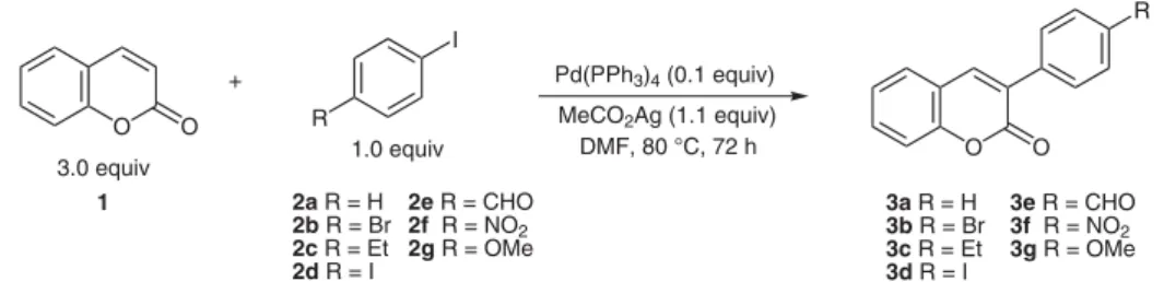 Table 1 Yields and Reaction Conditions for the Synthesis of 3-Arylcoumarins
