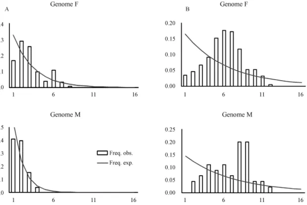 Figure 1 - Distribution of mitochondrial genomes by tissue-type and sex in the Chilean mussel Perumytilus purpuratus evaluated with sequences of the 16S region