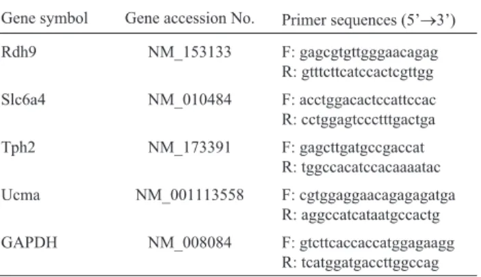 Table 1 - The sequences of primers.