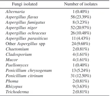 Figure 1. Distribution of toxigenic isolates detected in herbal drugs according to the type of mycotoxins produced.