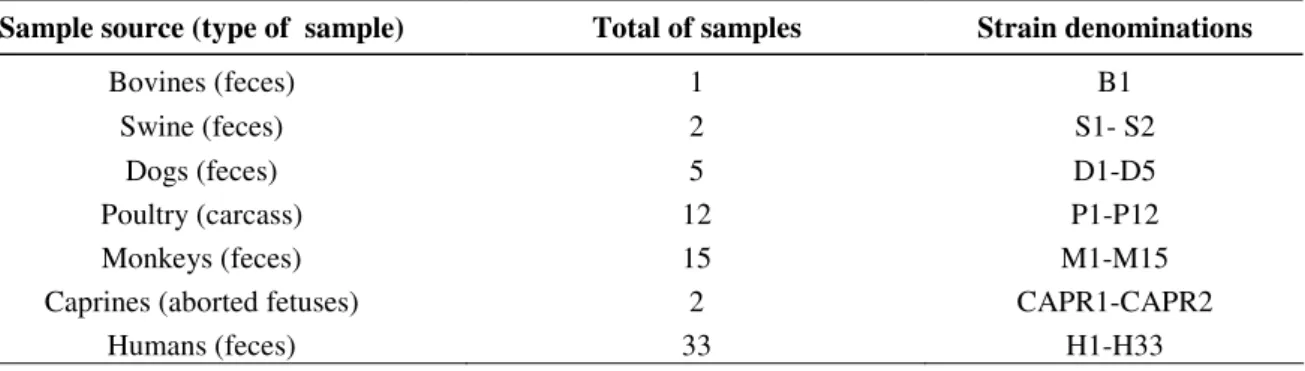 Table 1. List of the 70 C. jejuni field strains used in PCR-RFLP of fla A gene.  