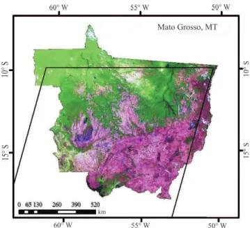 Figura  1.  Imagem  Modis  referente  ao  Estado  de  Mato  Grosso em composição colorida 1B2G6R