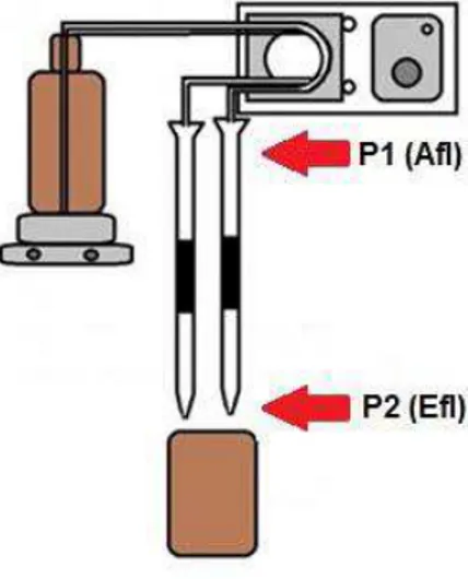 Figura 9- Ilustração de amostragem nos pontos afluente e efluente das colunas