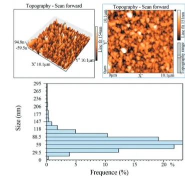 Figure 3 - The AFM image of gold nanoparticles in the solutions showed a mean average size under 100 nm that was adapted with the result of DLS showed in Figure 4.
