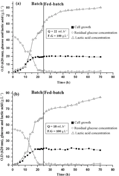 Table 3 shows several reports regarding how lactic acid production works using fed-batch fermentations.
