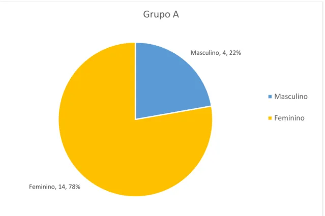 Figura 3: distribuição por sexo dos alunos do grupo A 