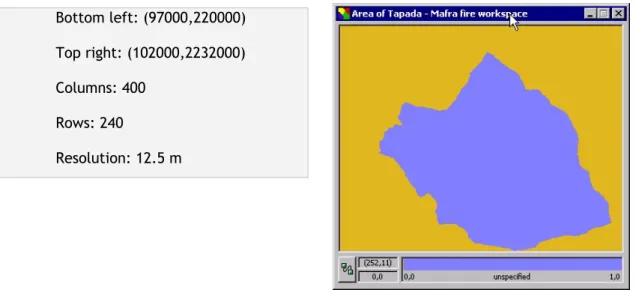 Figure 3-3. Grid specification and grid map of Tapada de Mafra area. 