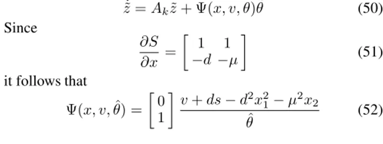 Figure 3 shows in the three left graphics the variables of the linearized system (virtual input v and states z 1 , z 2 ), and on the three graphics of the right the actual variables (input u and states x 1 , x 2 ) with the above choice of weights