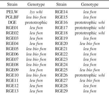 Table 1. Characterization of recombinant strains obtained by haploidization of the putative diploid strain (DGE), after protoplast fusion between P