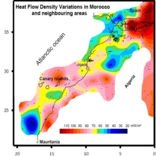 Fig. 1. Heat flow density map for Morocco. The map must include a scale and a north arrow