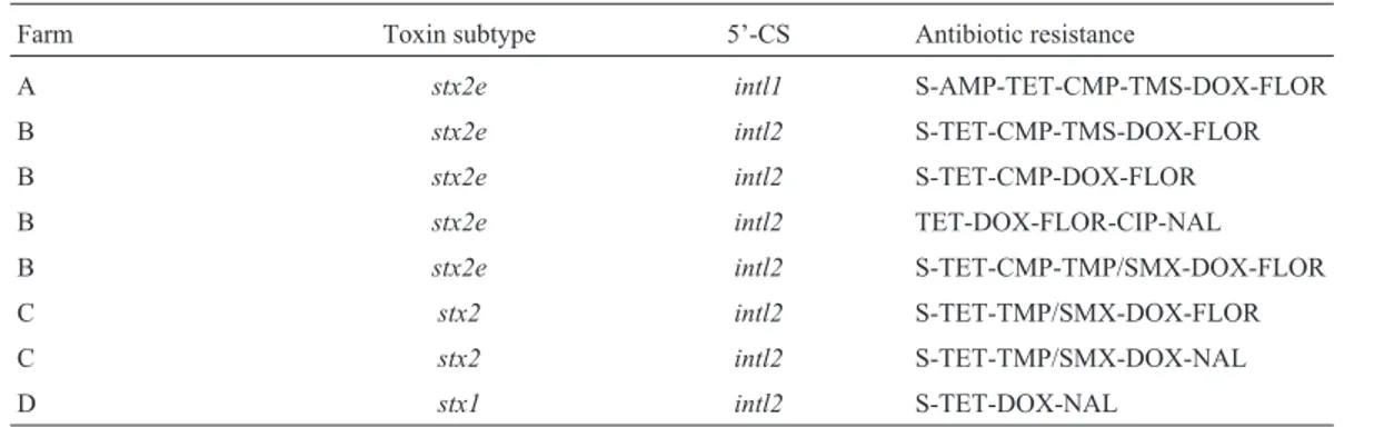 Table 1 - Results of PCR and resistance phenotypes.