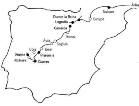 Figura 4.  Itinerários ibéricos (século XIII)
